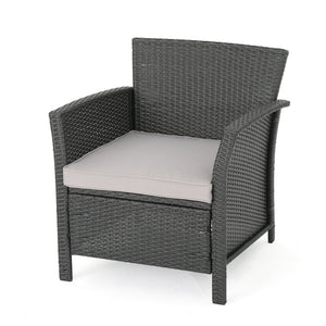 English Elm Christopher Knight Home® - ST LUCIA CHAIR Stylish PE Rattan Patio Seat with Iron Frame, Waterproof Fabric, Compact 28.25x25.5x17 Grey 54676.00GRY