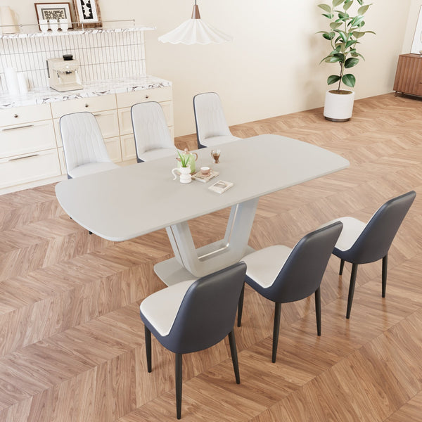 English Elm 62.99-78.74" Expandable Dining Table Set For 2-8 With 6 Padded Chairs – Stylish & Versatile Design! W2189S00717