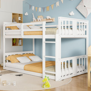 English Elm Twin Over Bunk Bed Solid Pine Frame Gray Finish with Guardrail for Kids N708P429640K