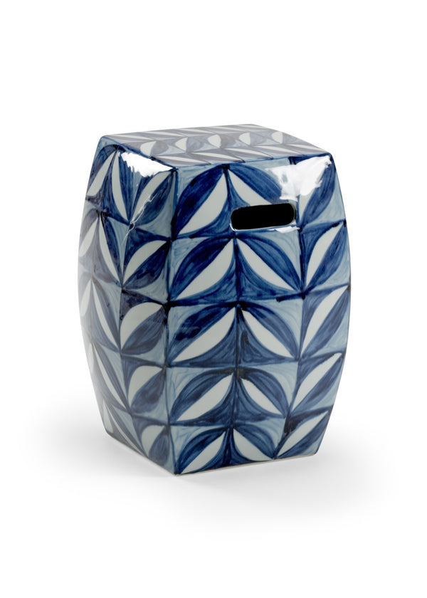 Chelsea House Sanibel Blue & White Glazed Porcelain Garden Seat — Coastal Accent Stool Or Side Table, Durable Outdoor-Friendly 384000