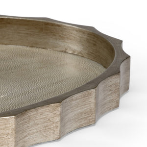 Chelsea House Eclipse Decorative Tray With Antique Silver Leaf & Gray Shagreen Interior — Stylish 30" Organizer 384006