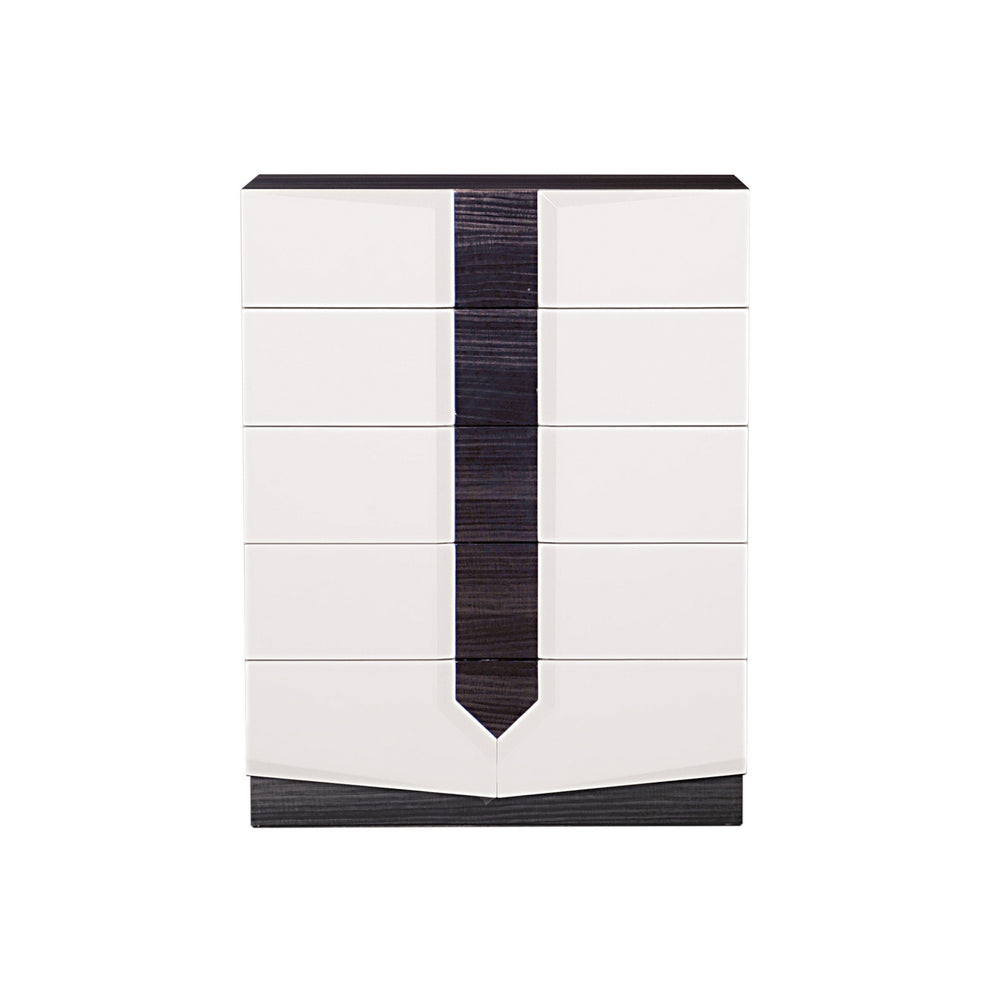 Homeroots White And Grey Chest With 5 Drawer  Solid Wood 384008