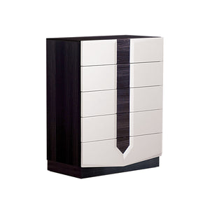 Homeroots White And Grey Chest With 5 Drawer  Solid Wood 384008