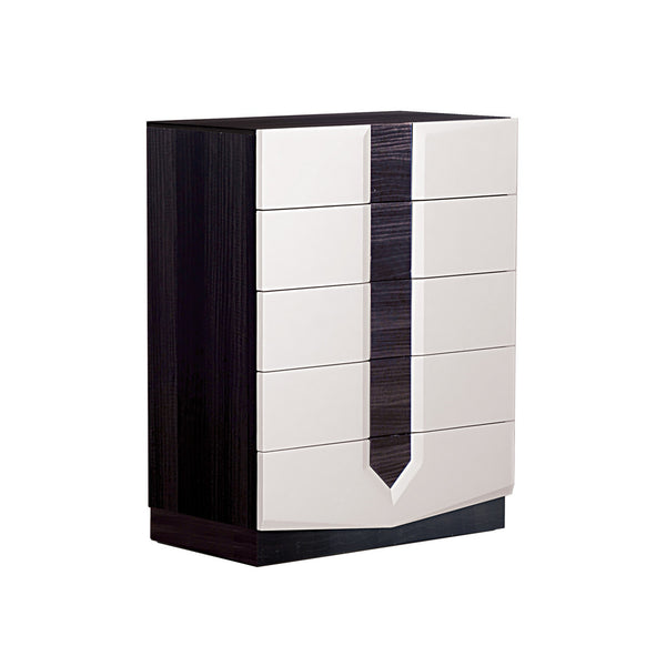 Homeroots White And Grey Chest With 5 Drawer  Solid Wood 384008