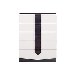 Homeroots White And Grey Chest With 5 Drawer  Solid Wood 384008