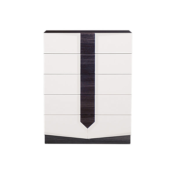 Homeroots White And Grey Chest With 5 Drawer  Solid Wood 384008