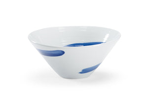 Chelsea House Essex Cobalt Blue Porcelain Bowl 12.75" — Hand-Painted Glossy Centerpiece For Modern & Coastal Decor 384009
