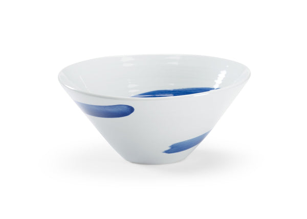 Chelsea House Essex Cobalt Blue Porcelain Bowl 12.75" — Hand-Painted Glossy Centerpiece For Modern & Coastal Decor 384009