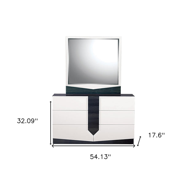 Homeroots White And Grey Dresser With 6 Drawer  Solid Wood 384009