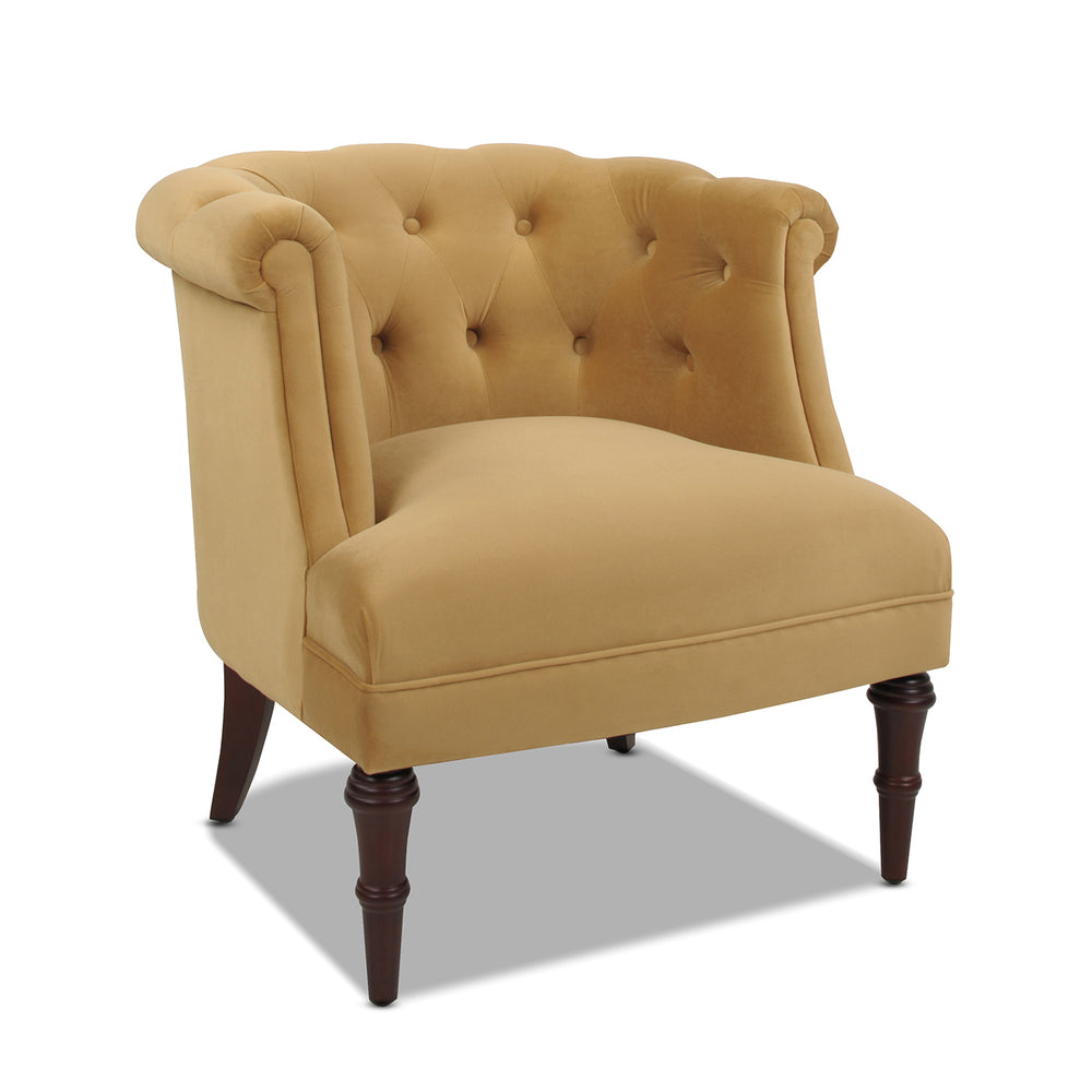 English Elm Jennifer Taylor Home - Katherine Tufted Accent Chair in Gold Velvet Upholstery — Handcrafted Solid Hardwood Frame, Luxe Comfort Yellow B2719P238176