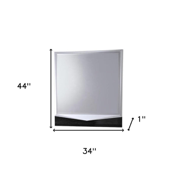 HomeRoots 44" Gray and White Beveled Glass Accent Mirror - Stylish Wall Decor for Contemporary Spaces 384010