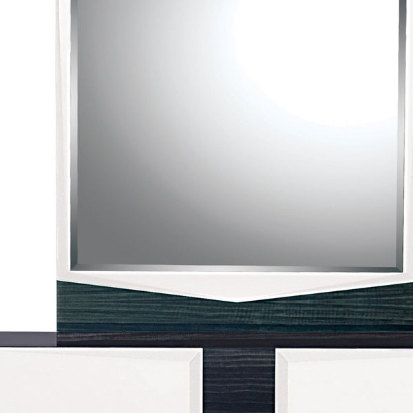 Homeroots White And Grey Mirror With Rectangular Wood Trim  Wood 384010