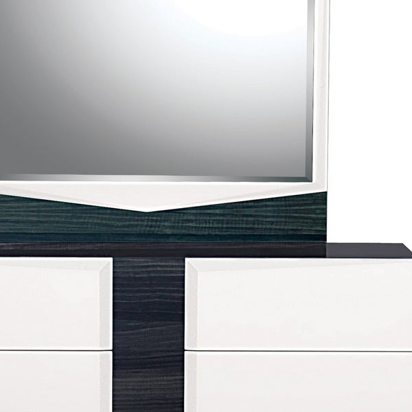 Homeroots White And Grey Mirror With Rectangular Wood Trim  Wood 384010