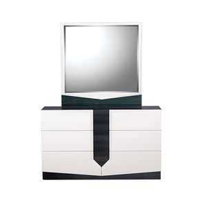 Homeroots White And Grey Mirror With Rectangular Wood Trim  Wood 384010