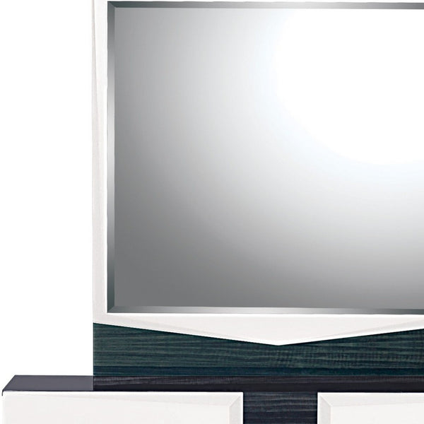 Homeroots White And Grey Mirror With Rectangular Wood Trim  Wood 384010