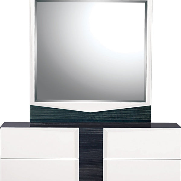 Homeroots White And Grey Mirror With Rectangular Wood Trim  Wood 384010