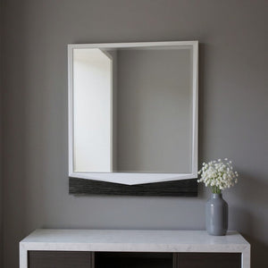 HomeRoots 44" Gray and White Beveled Glass Accent Mirror - Stylish Wall Decor for Contemporary Spaces 384010
