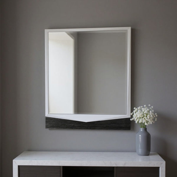 HomeRoots 44" Gray and White Beveled Glass Accent Mirror - Stylish Wall Decor for Contemporary Spaces 384010