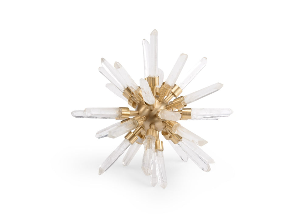 Chelsea House Crystal Accent Antique Brass With Natural Clear Rock Crystal — Transitional 7" Decorative Object 384011