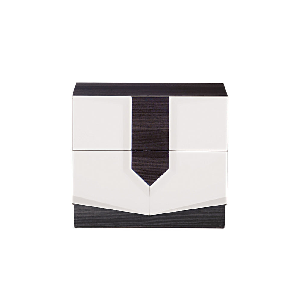 Homeroots White And Grey Nightstand With 2 Drawer   384011