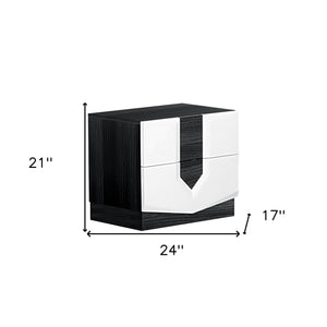 Homeroots White And Grey Nightstand With 2 Drawer   384011