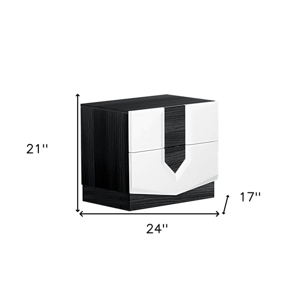 Homeroots White And Grey Nightstand With 2 Drawer   384011