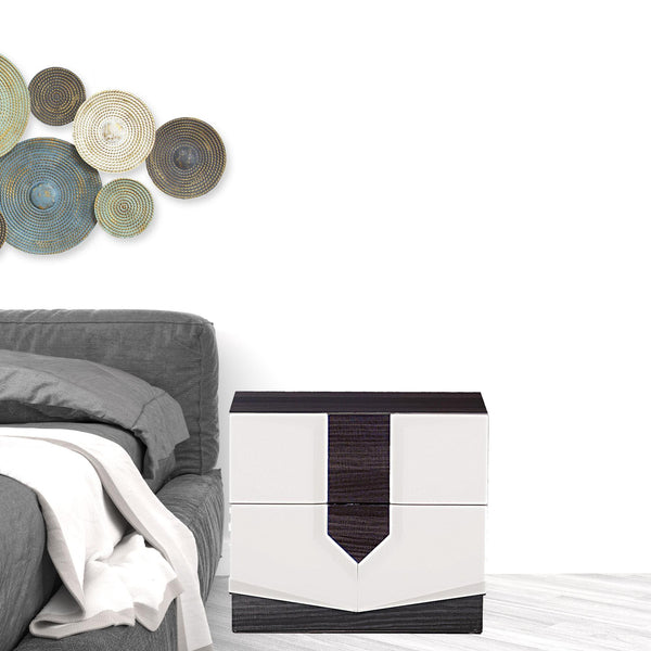 Homeroots White And Grey Nightstand With 2 Drawer   384011