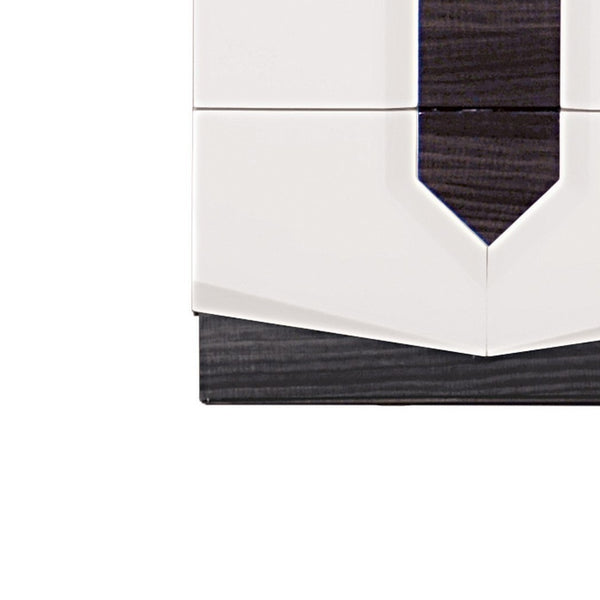 Homeroots White And Grey Nightstand With 2 Drawer   384011