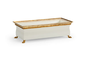 Chelsea House French Tole Planter Cream Lacquered Iron 8"X26" Vintage French Style Window Box With Gold Trim 384014