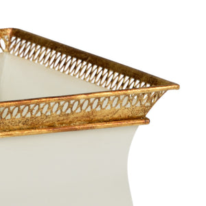 Chelsea House French Tole Planter Cream Lacquered Iron 8"X26" Vintage French Style Window Box With Gold Trim 384014