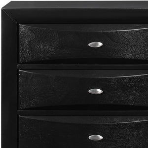 Homeroots 59" Black Solid Wood Mirrored Five Drawer Dresser  Solid Wood 384016