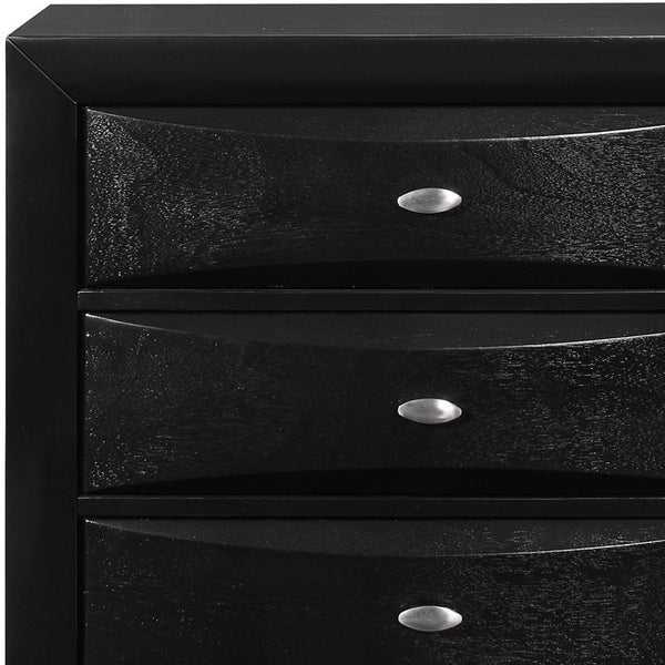 Homeroots 59" Black Solid Wood Mirrored Five Drawer Dresser  Solid Wood 384016