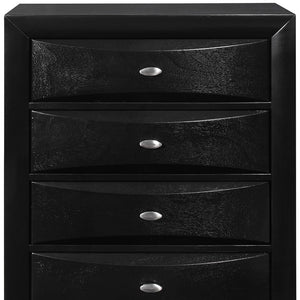 Homeroots 59" Black Solid Wood Mirrored Five Drawer Dresser  Solid Wood 384016