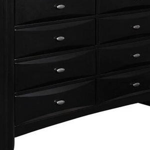 Homeroots 59" Black Solid Wood Eight Drawer Double Dresser  Solid Wood 384017