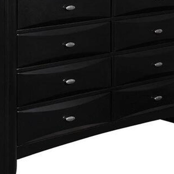 Homeroots 59" Black Solid Wood Eight Drawer Double Dresser  Solid Wood 384017