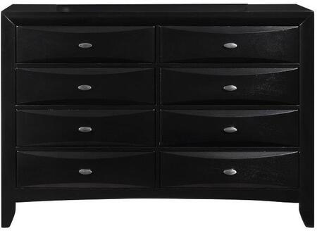 Homeroots 59" Black Solid Wood Eight Drawer Double Dresser  Solid Wood 384017