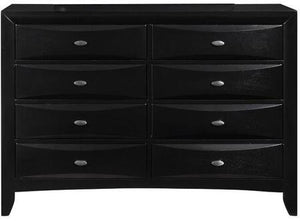 Homeroots 59" Black Solid Wood Eight Drawer Double Dresser  Solid Wood 384017