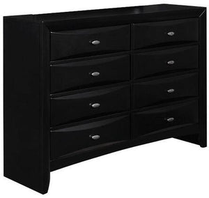 Homeroots 59" Black Solid Wood Eight Drawer Double Dresser  Solid Wood 384017