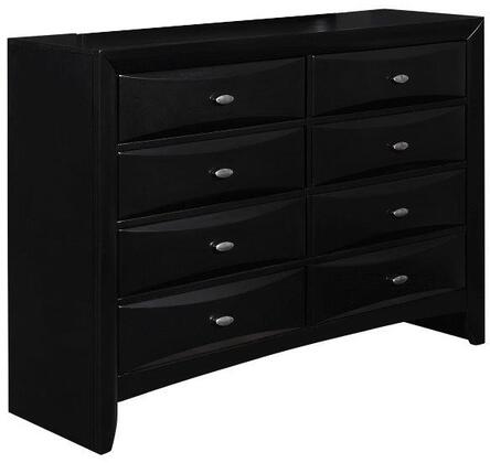 Homeroots 59" Black Solid Wood Eight Drawer Double Dresser  Solid Wood 384017