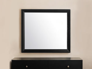 Homeroots 35" Black Wood Framed Accent Mirror  Wood 384018