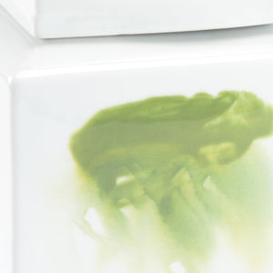 Chelsea House Green Jizhou Vase Small Hand-Painted Porcelain With Glossy Green & White Glaze — Artisanal Accent Piece 384019