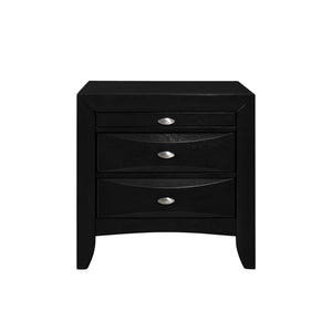 Homeroots Black Nightstand With 2 Chambered Drawer   384019