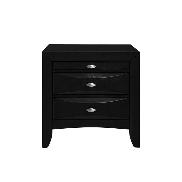 Homeroots Black Nightstand With 2 Chambered Drawer   384019