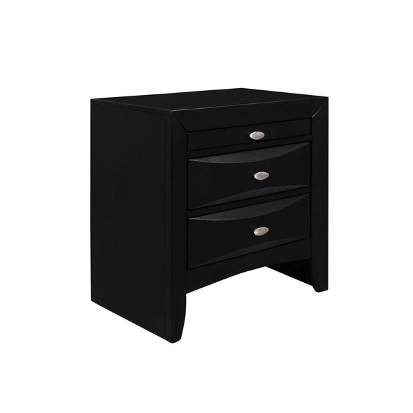 Homeroots Black Nightstand With 2 Chambered Drawer   384019