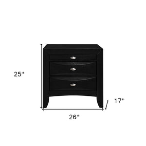Homeroots Black Nightstand With 2 Chambered Drawer   384019