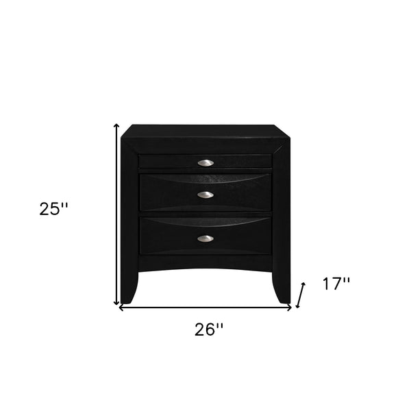 Homeroots Black Nightstand With 2 Chambered Drawer   384019