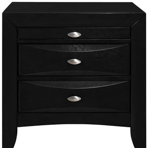 Homeroots Black Nightstand With 2 Chambered Drawer   384019