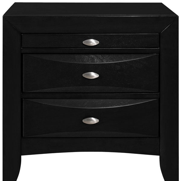 Homeroots Black Nightstand With 2 Chambered Drawer   384019