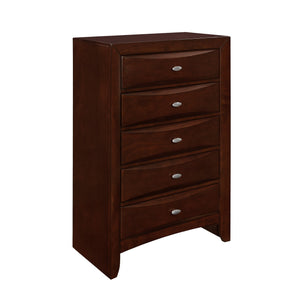 Homeroots New Merlot Chest With 5 Chambared Drawer  Solid Wood 384020