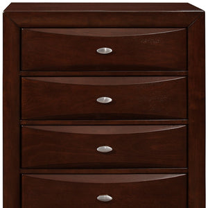 Homeroots New Merlot Chest With 5 Chambared Drawer  Solid Wood 384020